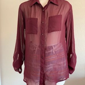 Sheer burgundy blouse